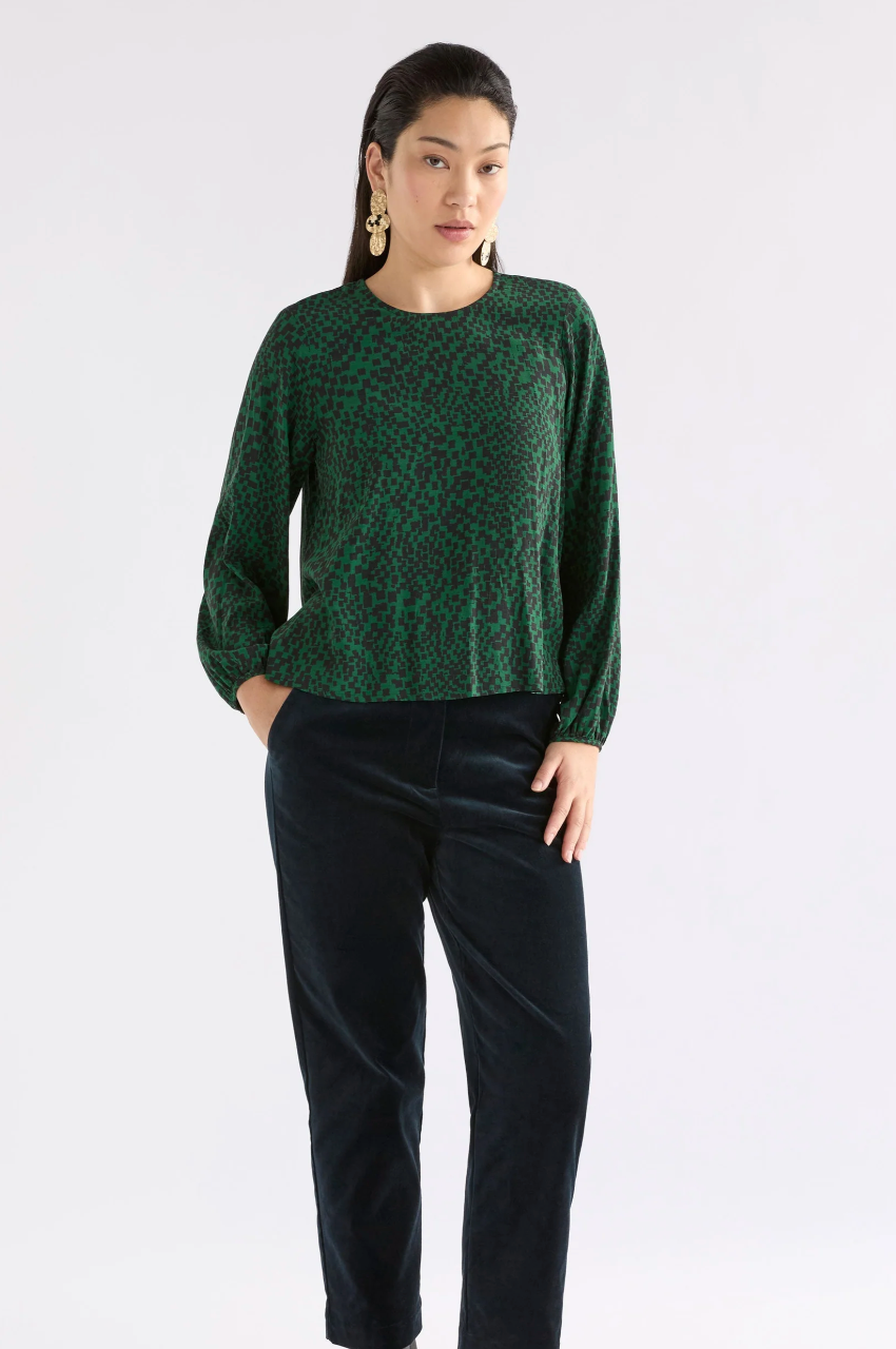 Elk Muraa Top - Green Sinda Print