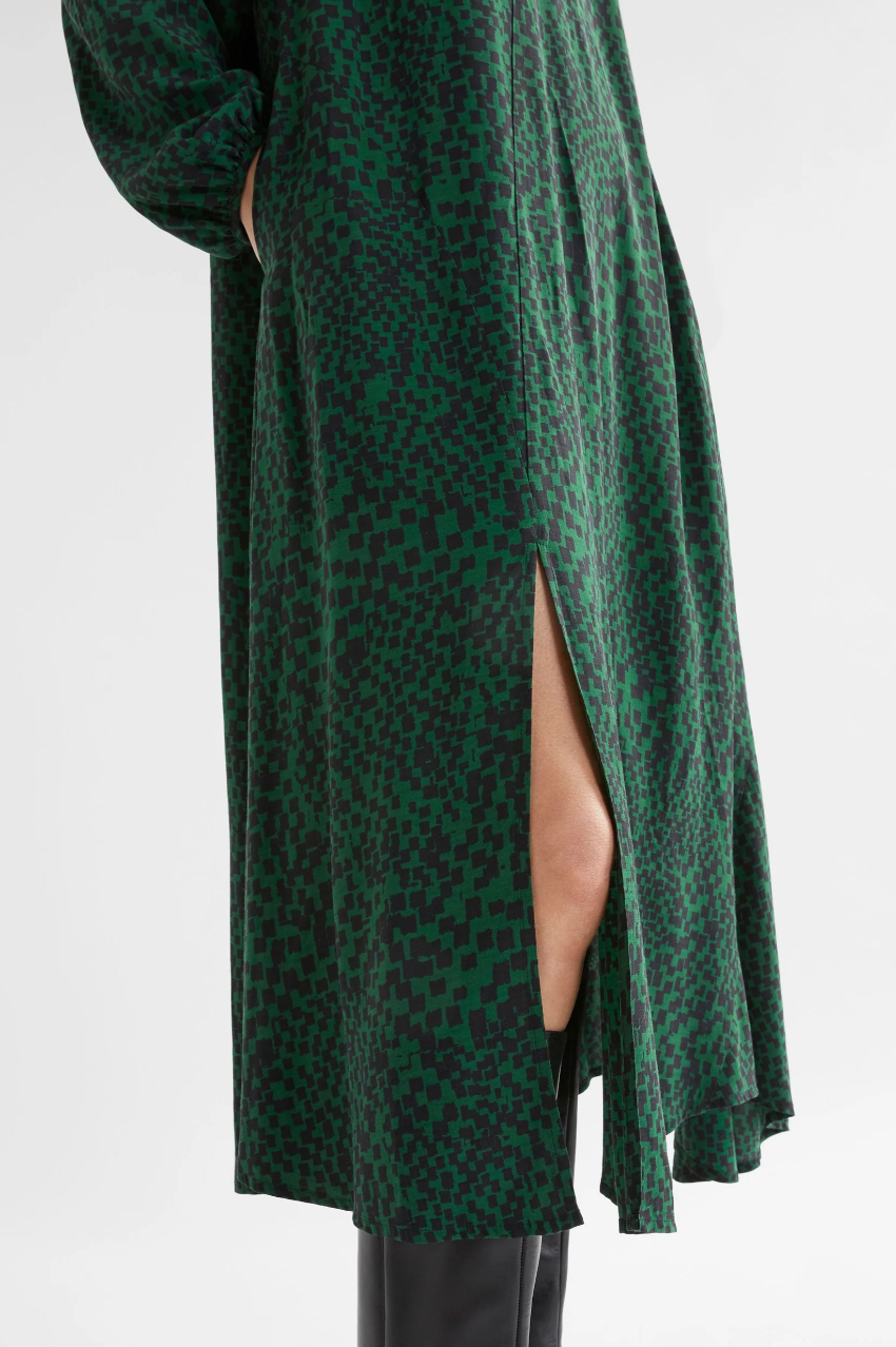 Elk Dega Dress - Green Sinda Print