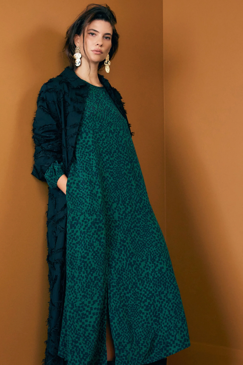 Elk Dega Dress - Green Sinda Print