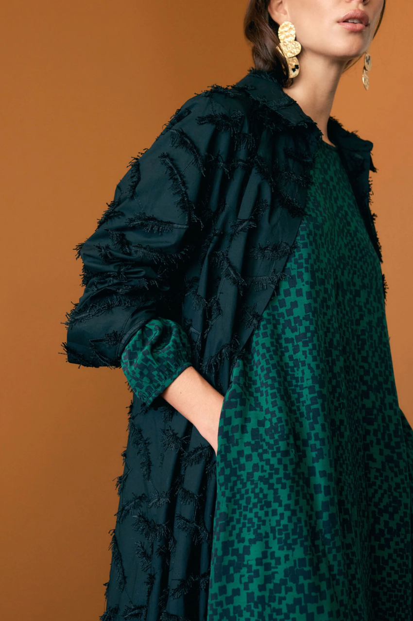 Elk Dega Dress - Green Sinda Print