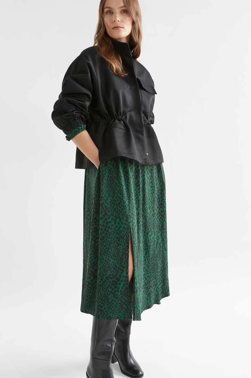 Elk Dega Dress - Green Sinda Print