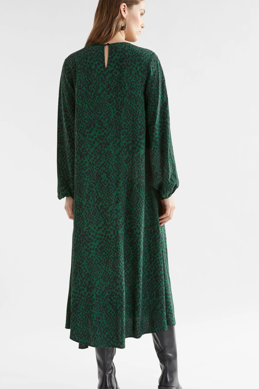 Elk Dega Dress - Green Sinda Print