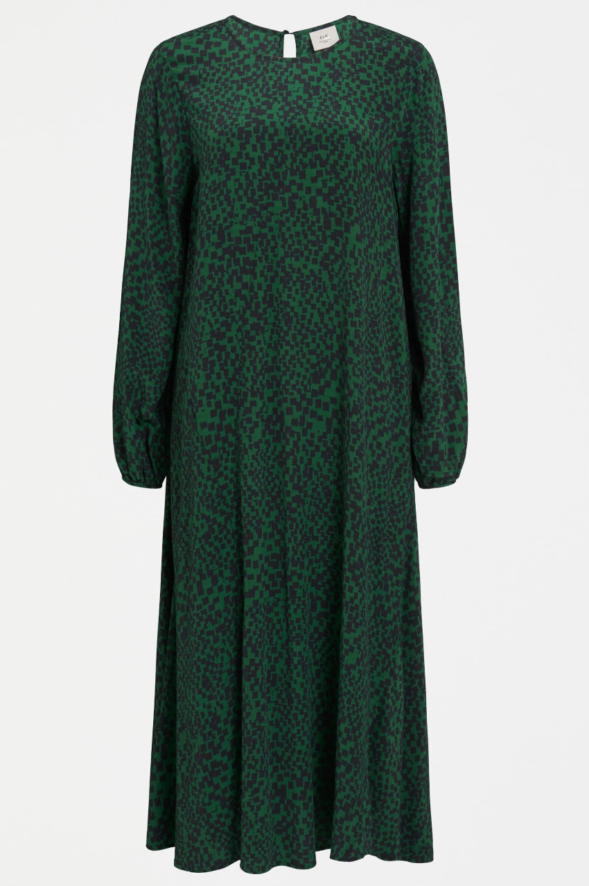 Elk Dega Dress - Green Sinda Print