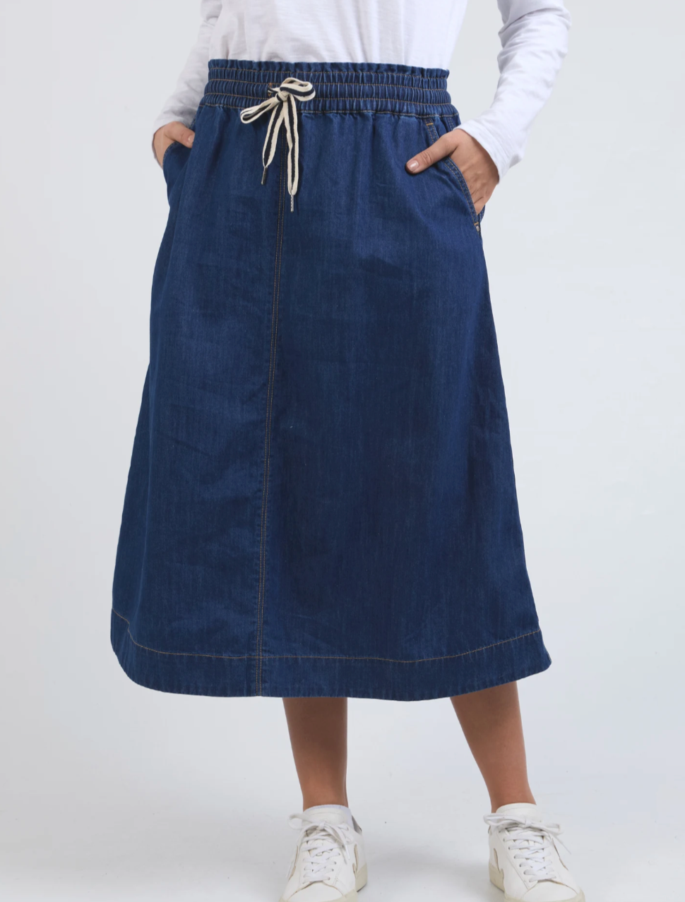 Elm Greta Denim Skirt - Dark Blue