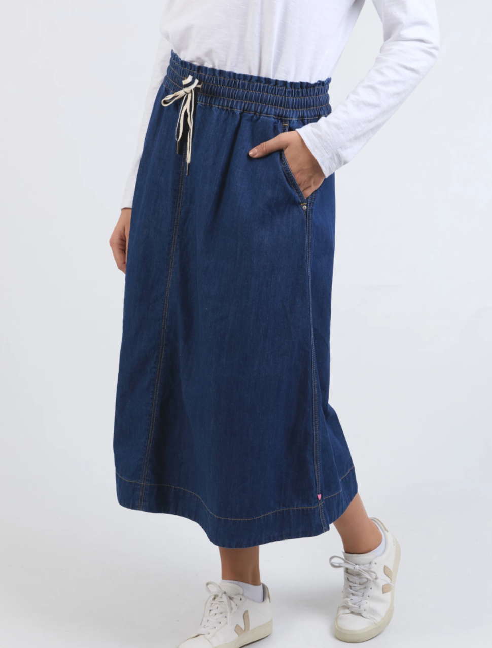 Elm Greta Denim Skirt - Dark Blue