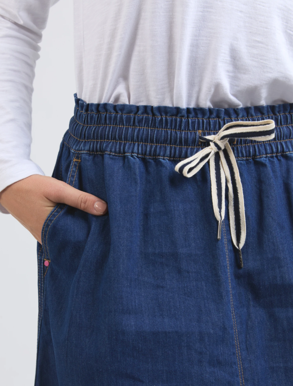 Elm Greta Denim Skirt - Dark Blue