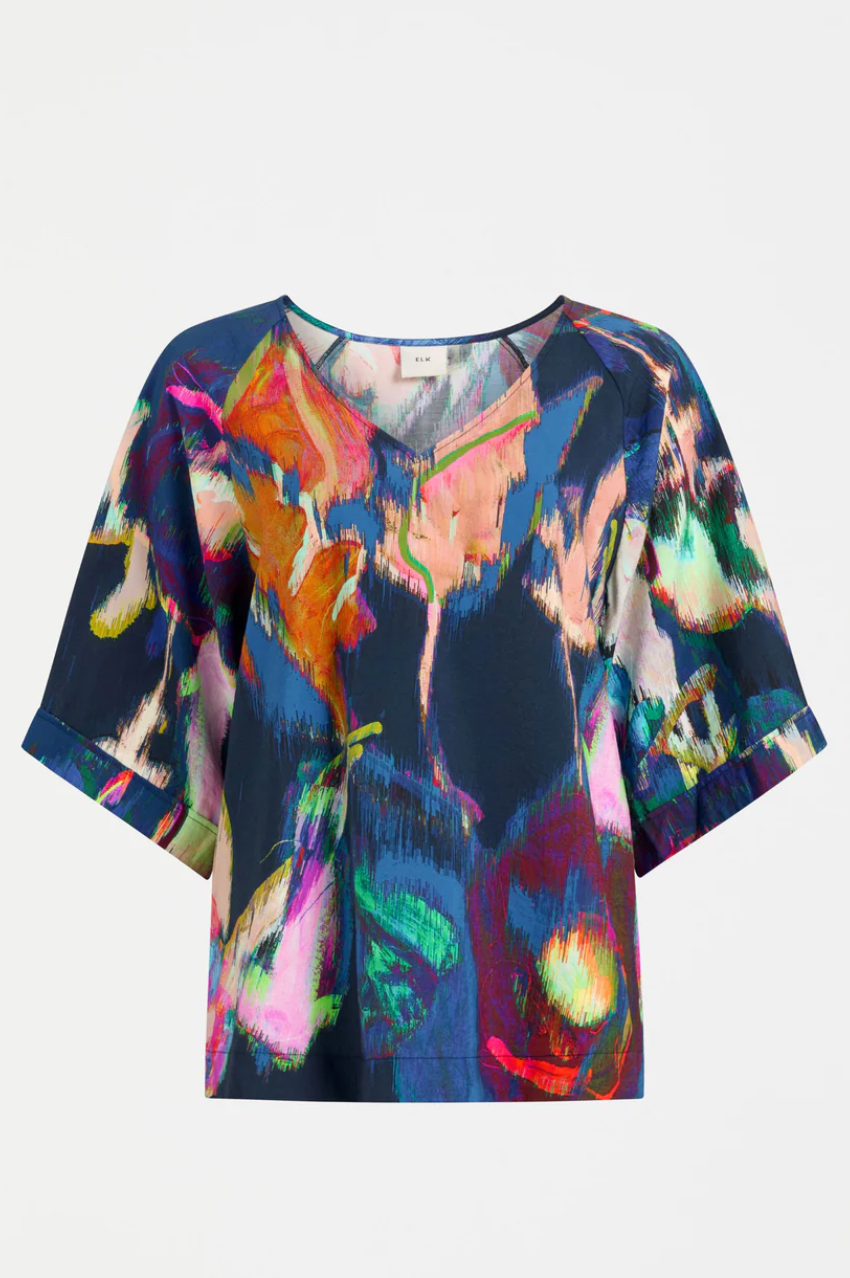 Elk Moda V Neck Top - Vaara Print