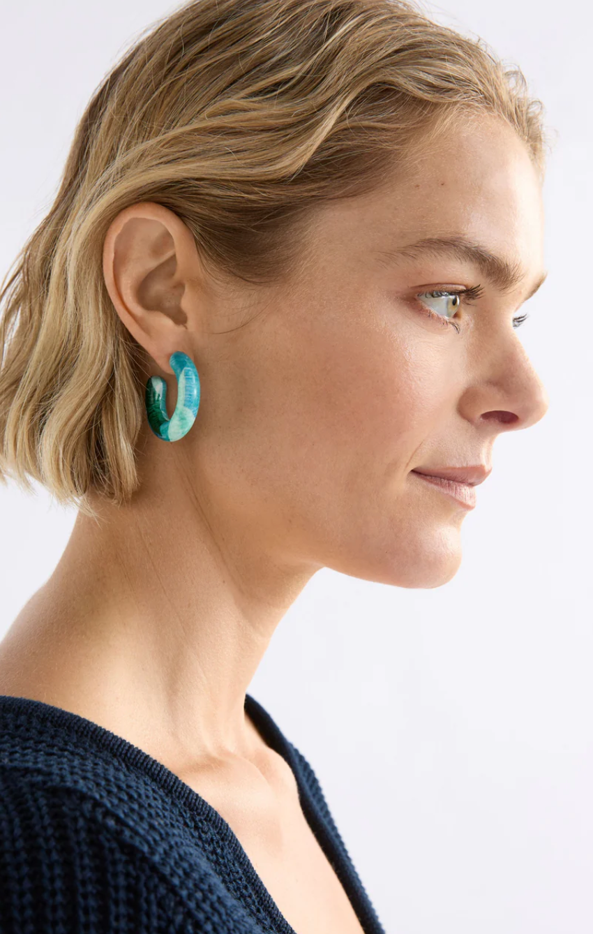 Elk Resso Hoop Earring - Green