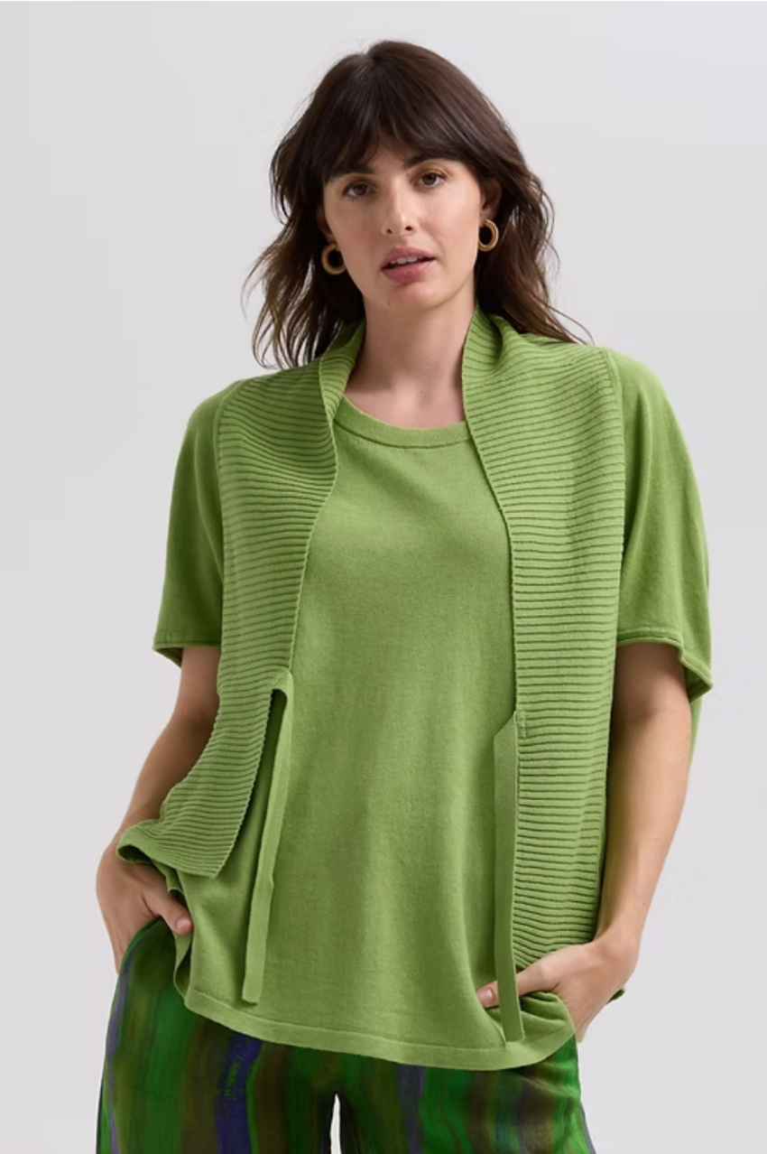 LD & Co Linen Tie Cardi - Leaf