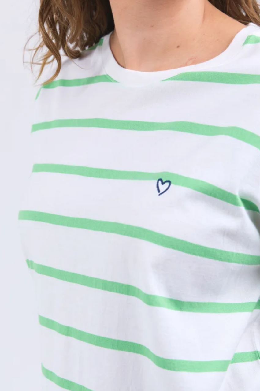 Elm Halli Tee - White/Green Stripe