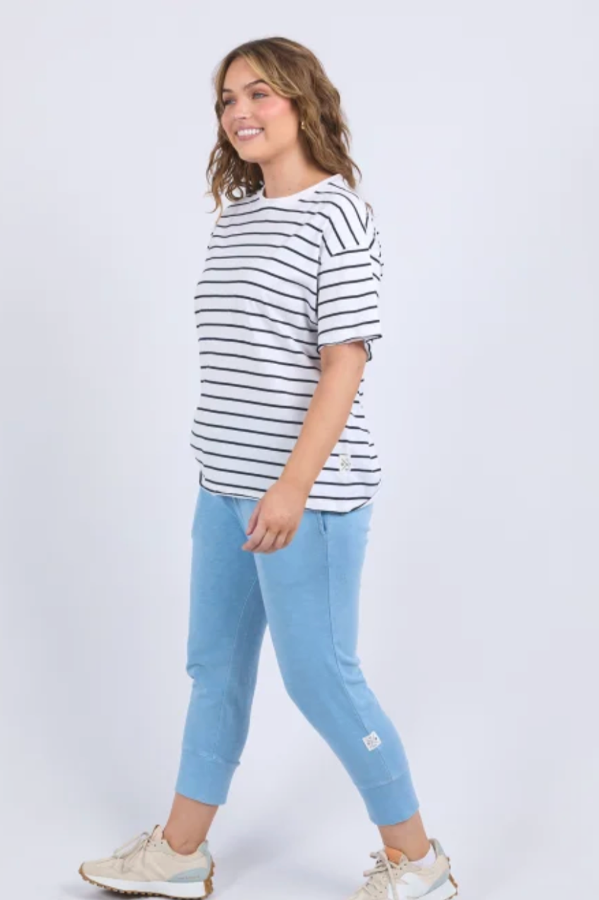 Elm Winona Stripe S/S Tee - Wht/Navy Stripe