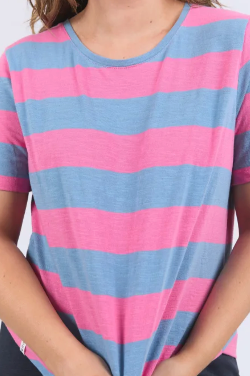 Elm Spritz Stripe S/S Tee -Blue/Pink Stripe
