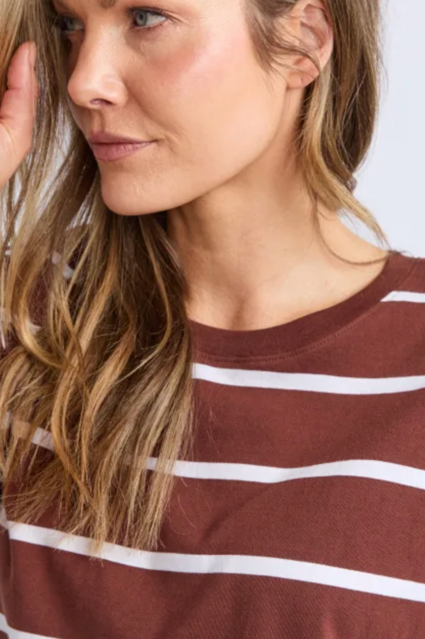 Foxwood Manly Stripe Tee - Ch/Wht Stripe