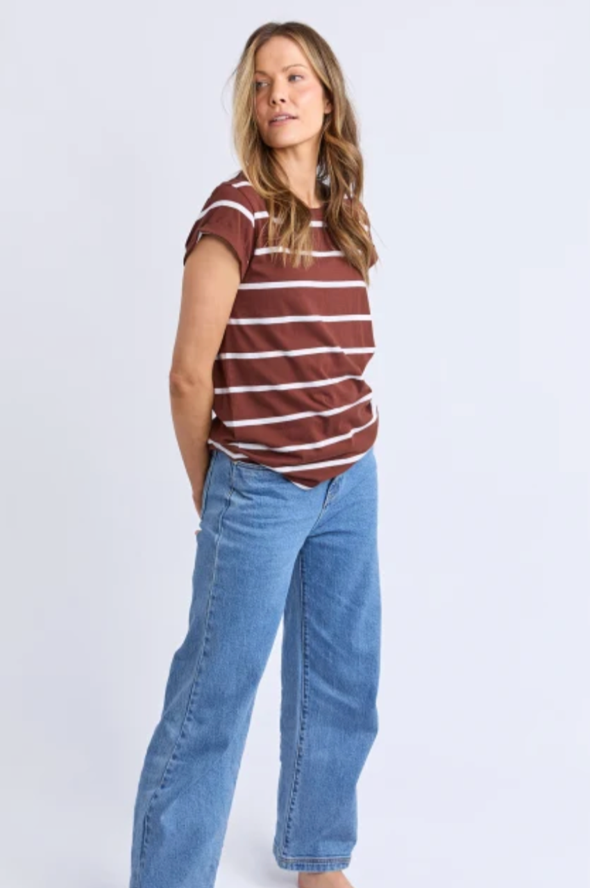 Foxwood Manly Stripe Tee - Ch/Wht Stripe