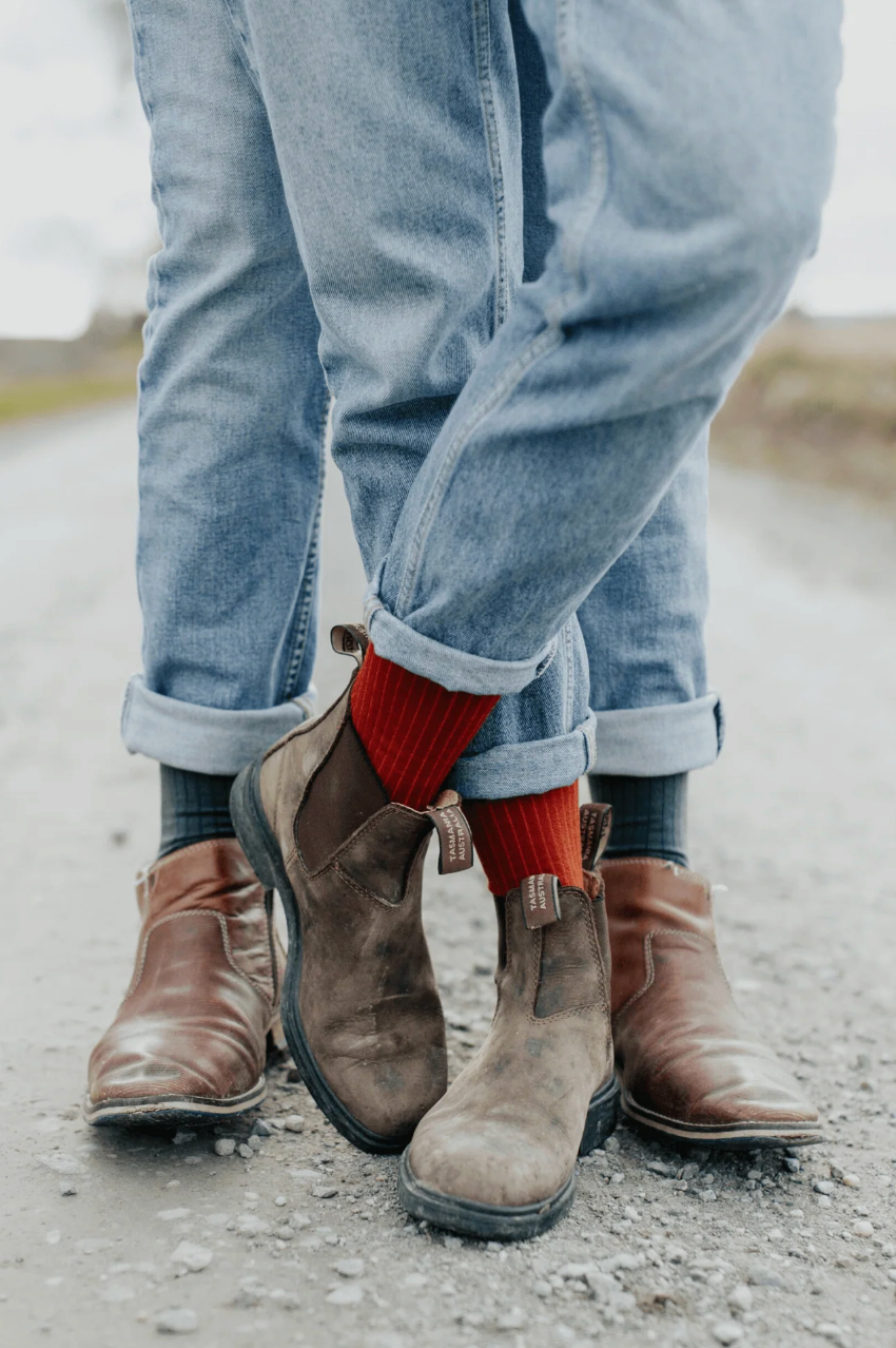 Merino Wool Crew Socks - Spice