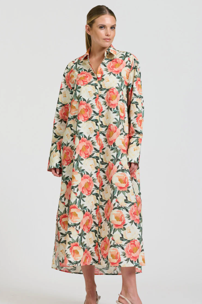 Amelie Shirt Dress - Peony