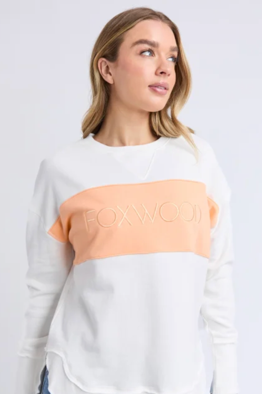 Foxwood Simplified Tonal Crew - White/Peach