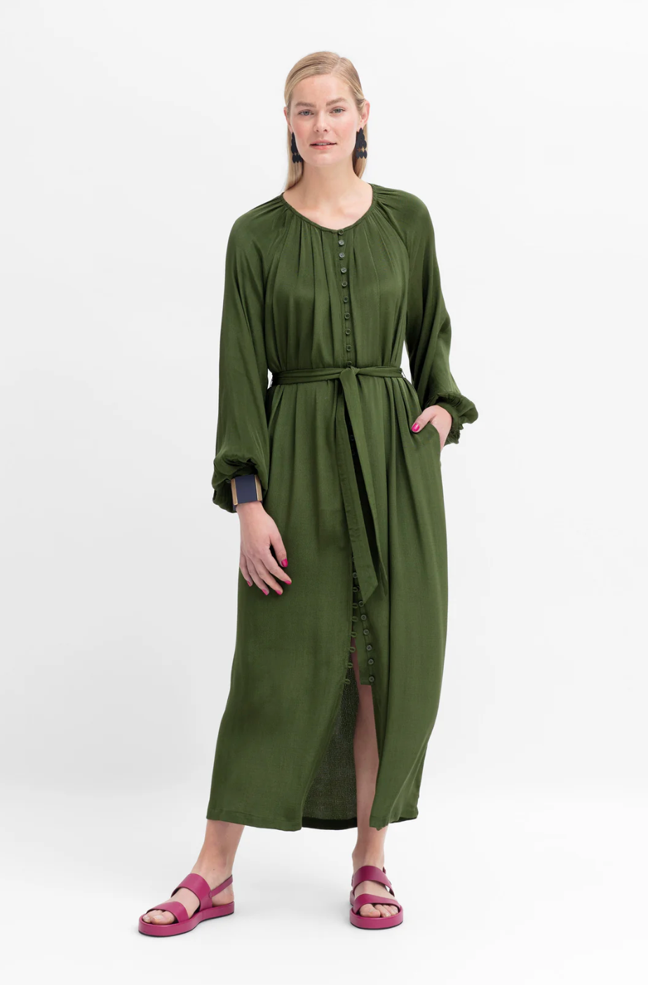 Osten shirt dress - olive (SIZE 8)