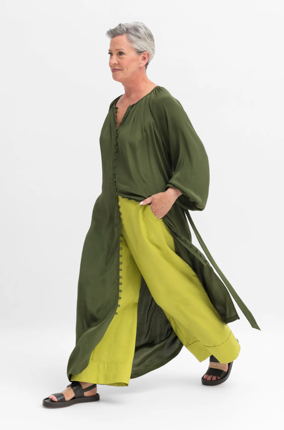 Osten shirt dress - olive (SIZE 8)