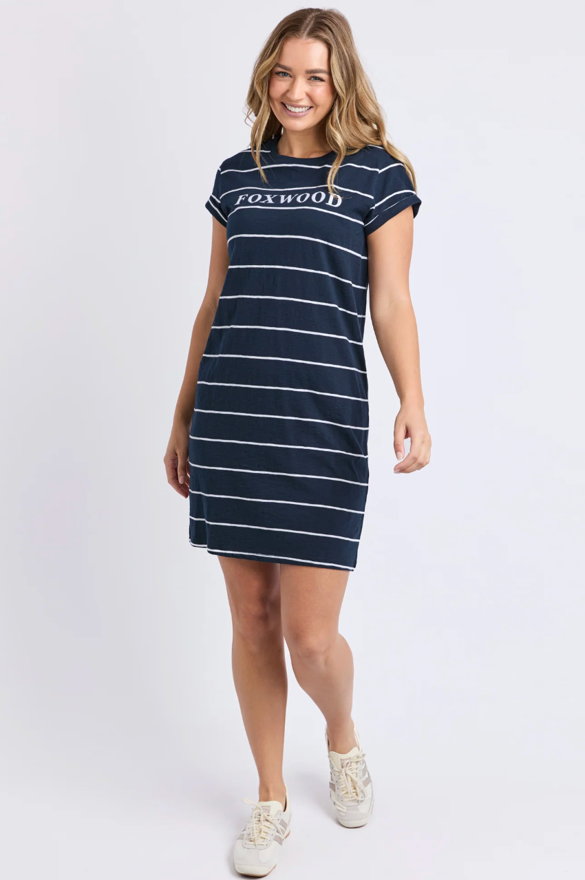 Foxwood Caleb Stripe Dress - Sapphire/White