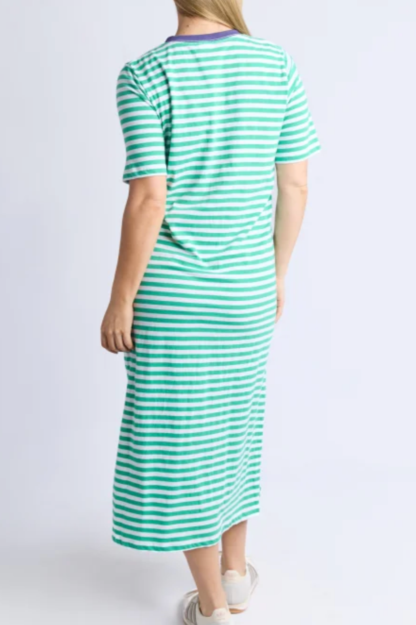 Elm Merry Tee Dress - Green/White/Blue