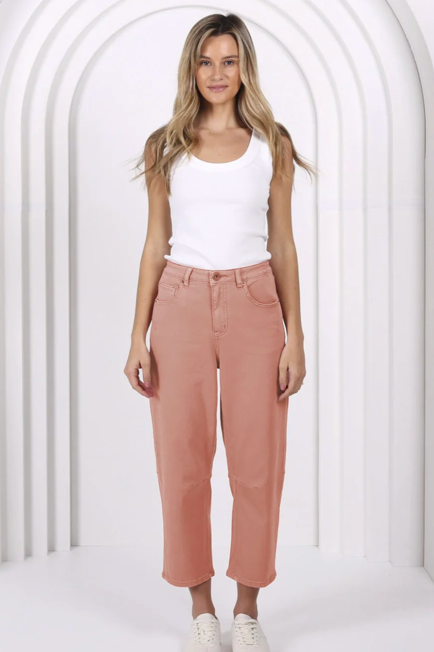 Monaco "Toni" Barrel Leg Jeans - Rosy