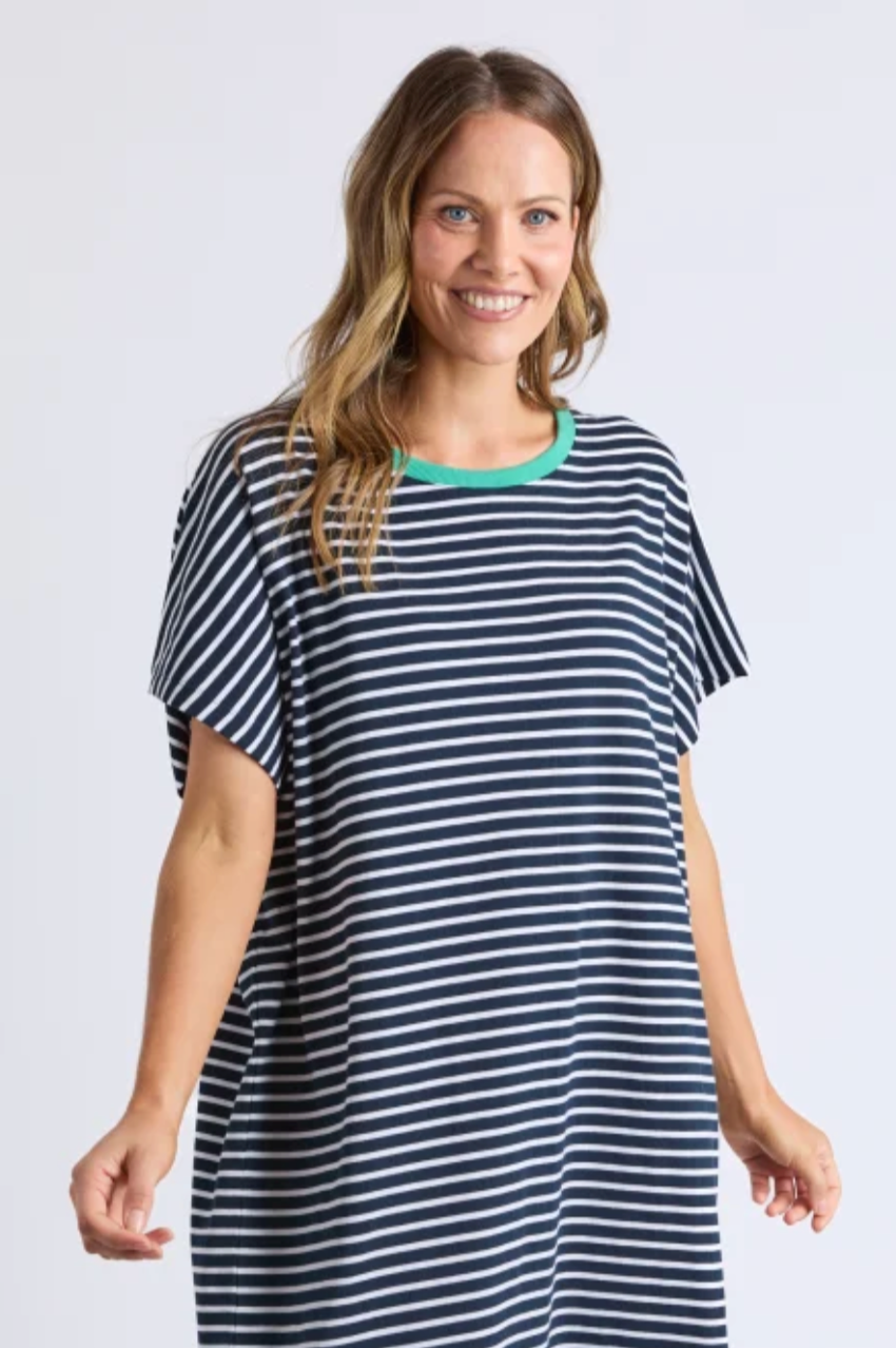 Elm Sabrina Dress - Navy/White