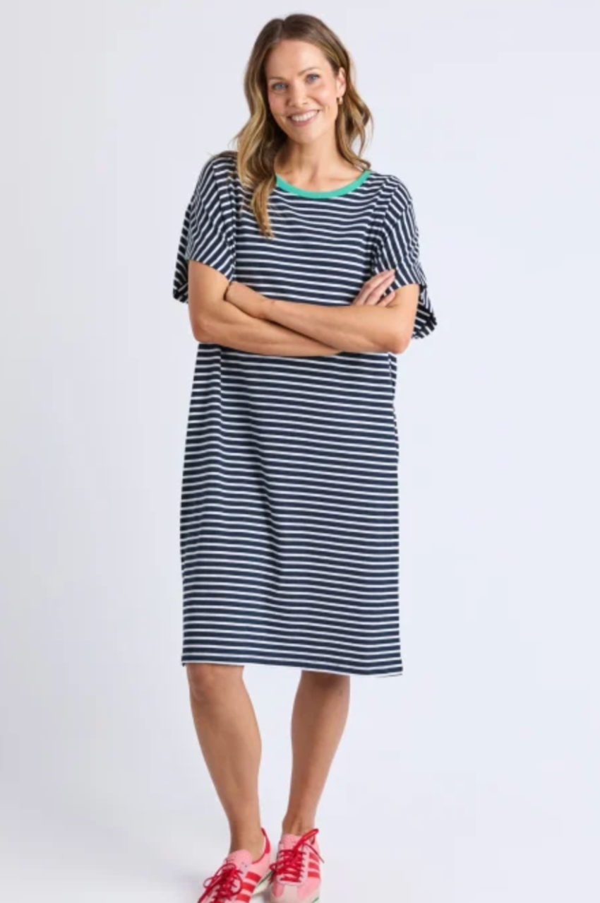 Elm Sabrina Dress - Navy/White