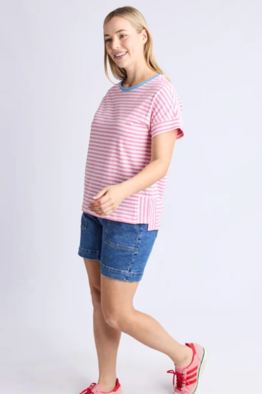 Elm Jarrah Stripe S/S Tee - Pink/White/Azure