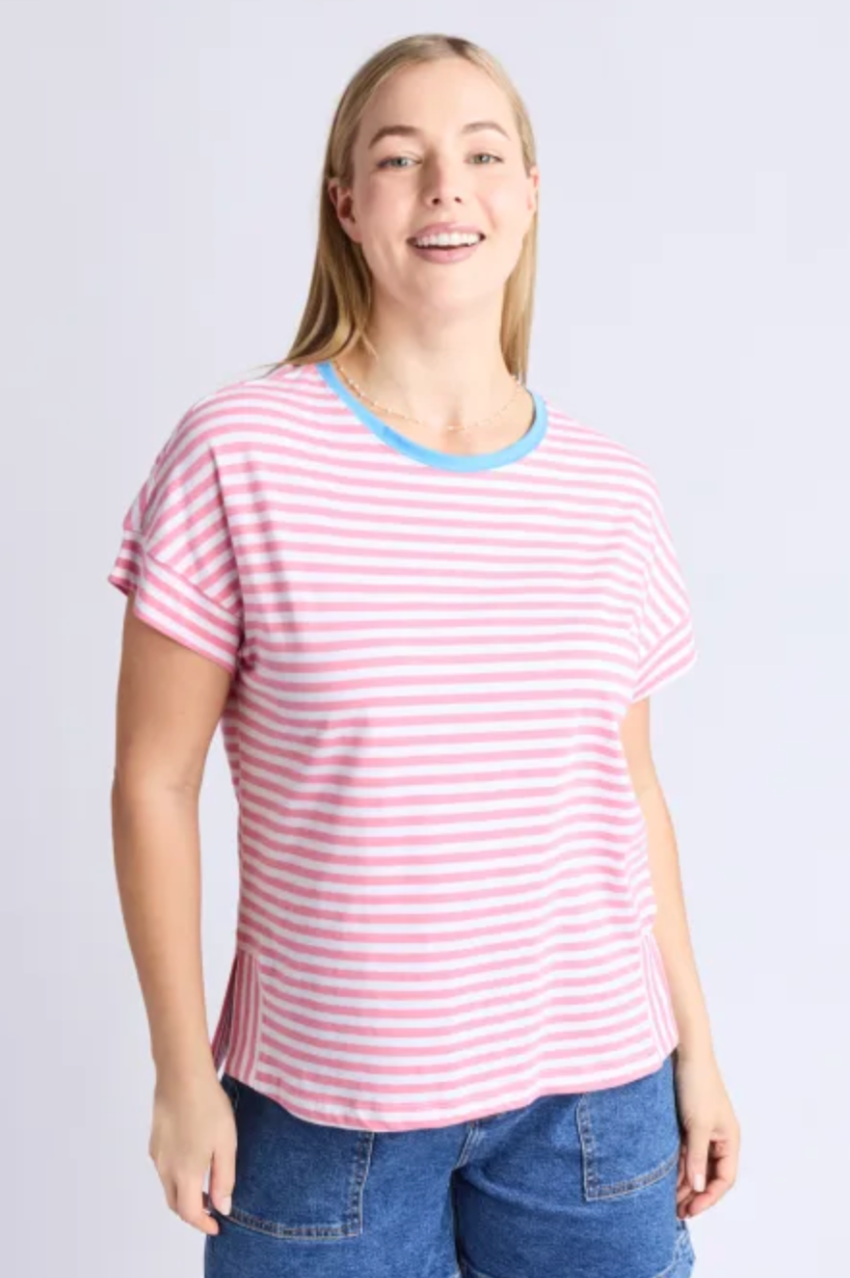 Elm Jarrah Stripe S/S Tee - Pink/White/Azure