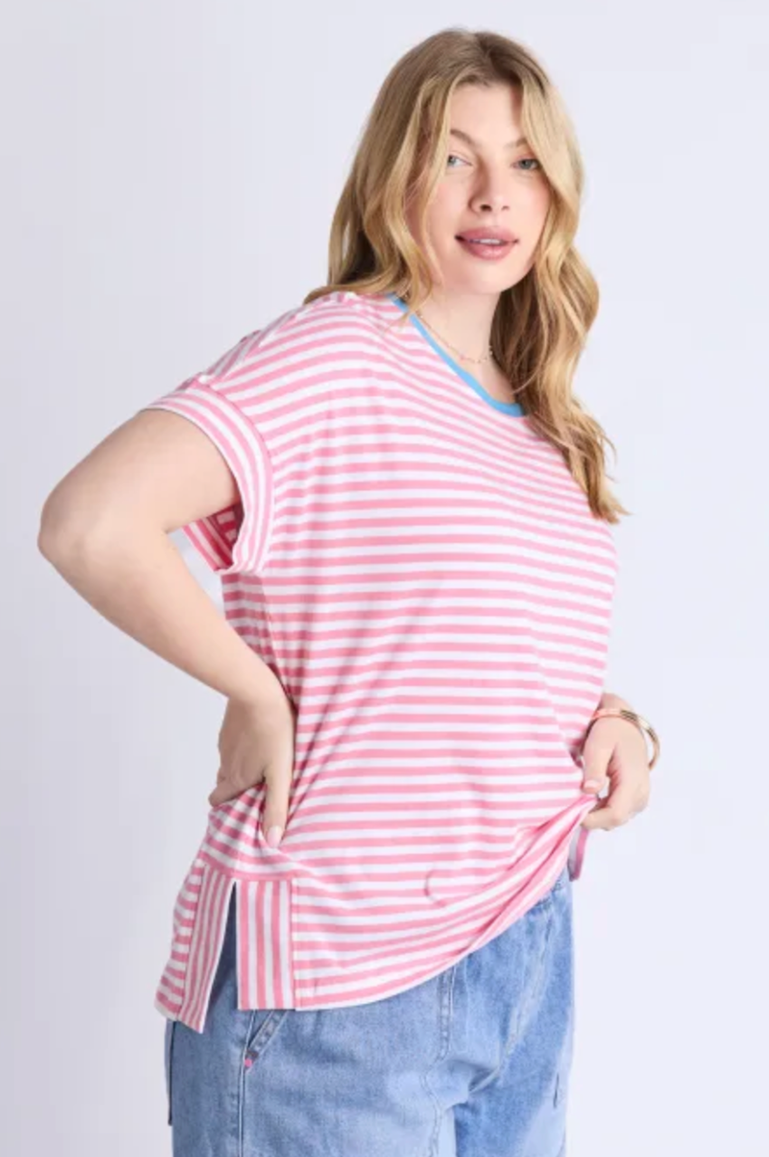 Elm Jarrah Stripe S/S Tee - Pink/White/Azure