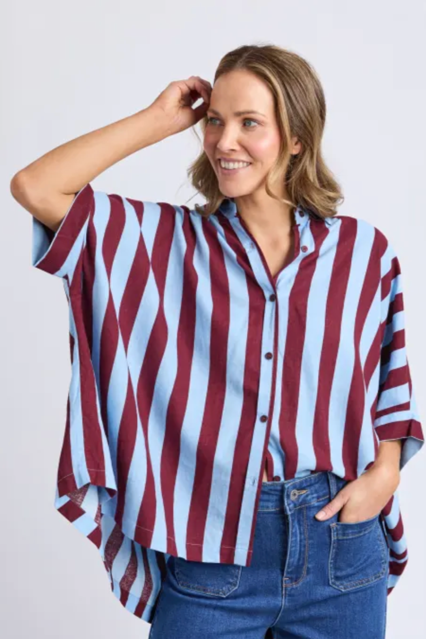 Elm Palermo Stripe Shirt - Plum/Blue