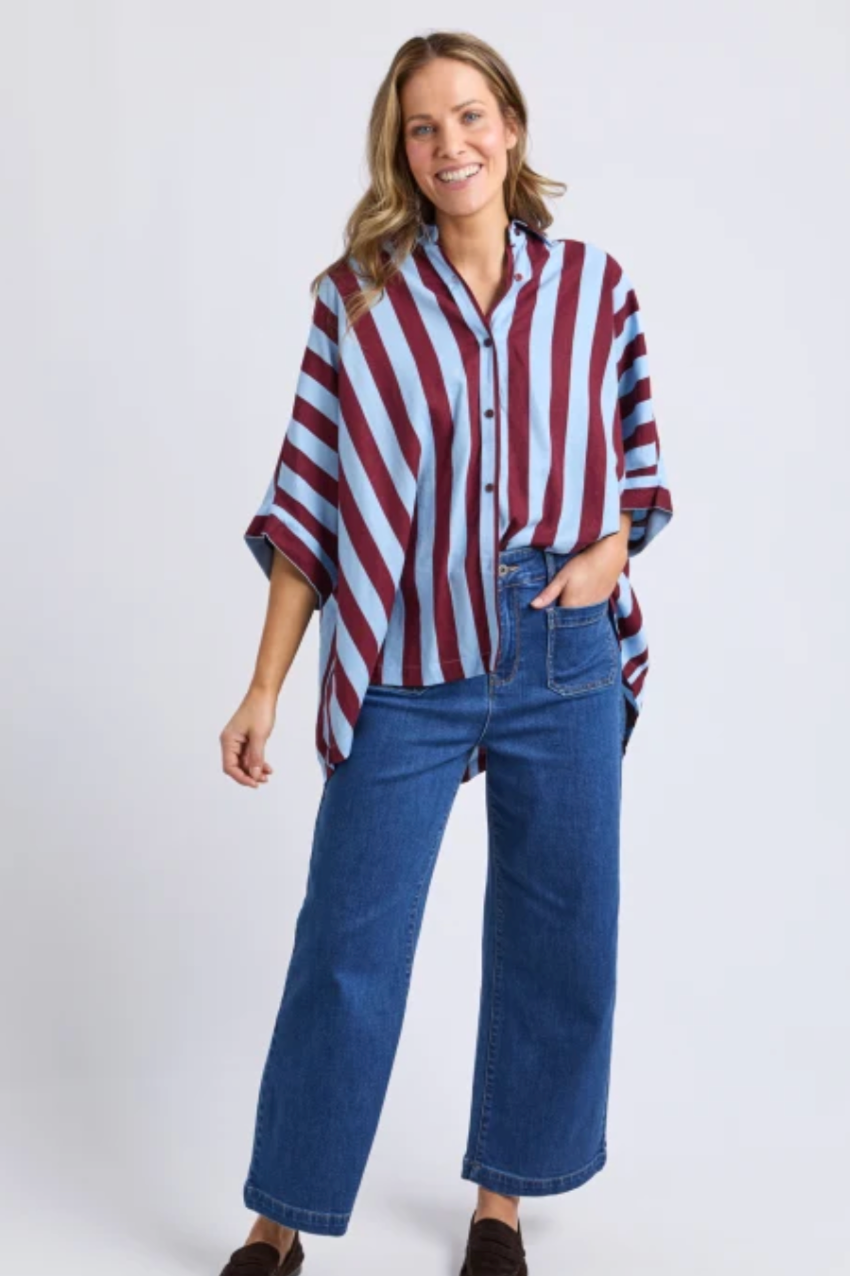 Elm Palermo Stripe Shirt - Plum/Blue