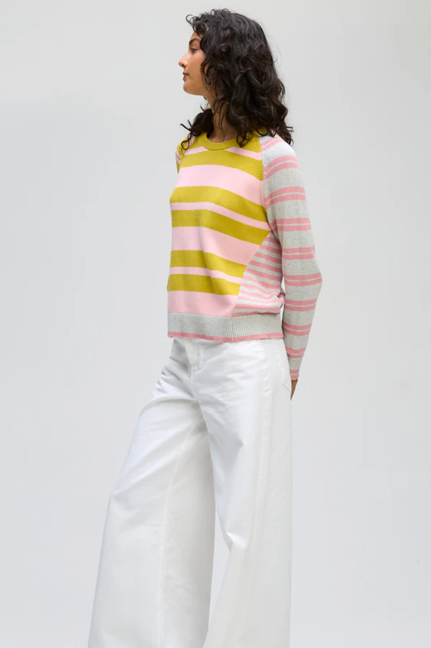 Crazy Stripe Crew - Chartreuse