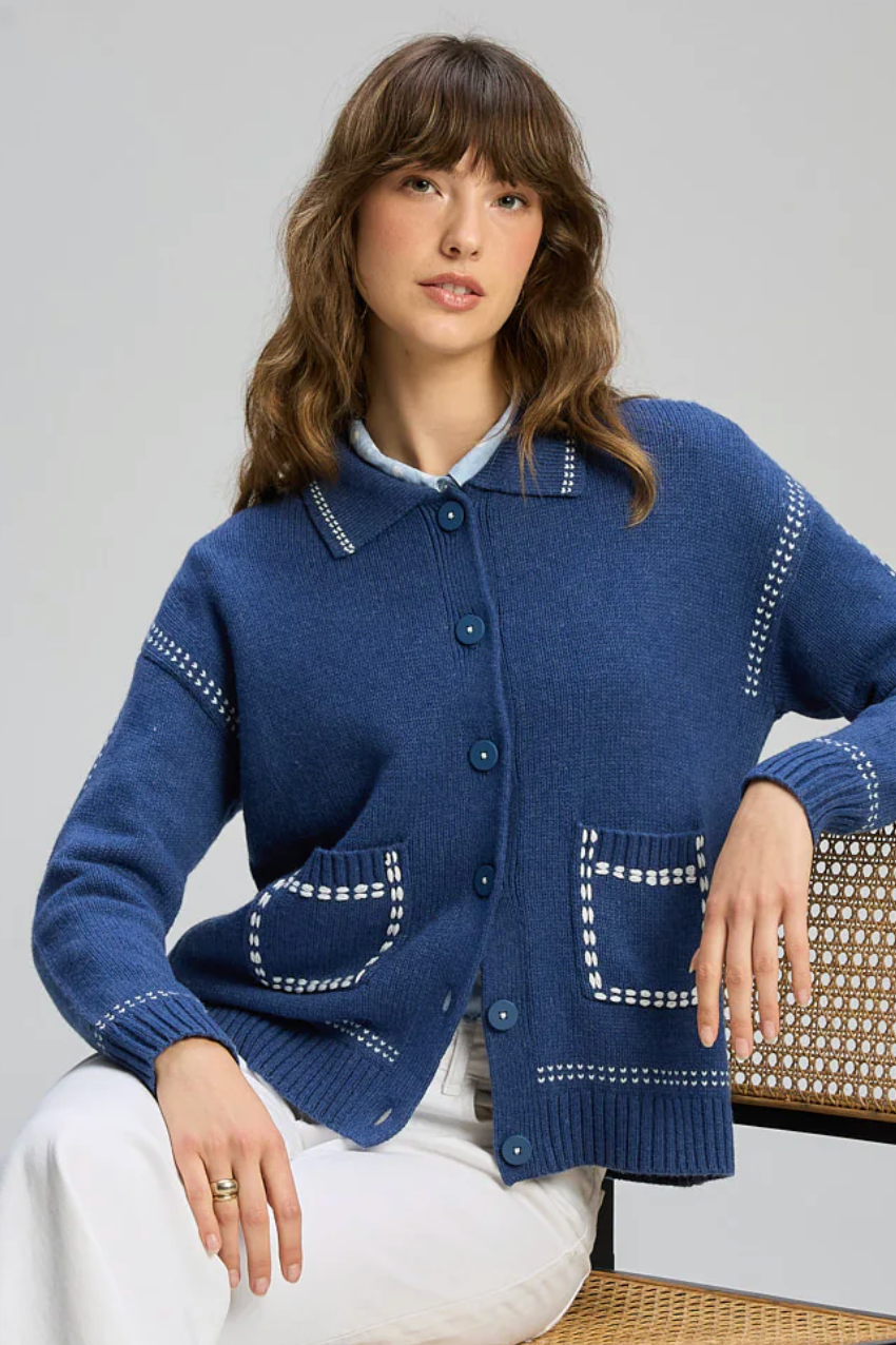 Tailored Cardi - Indigo