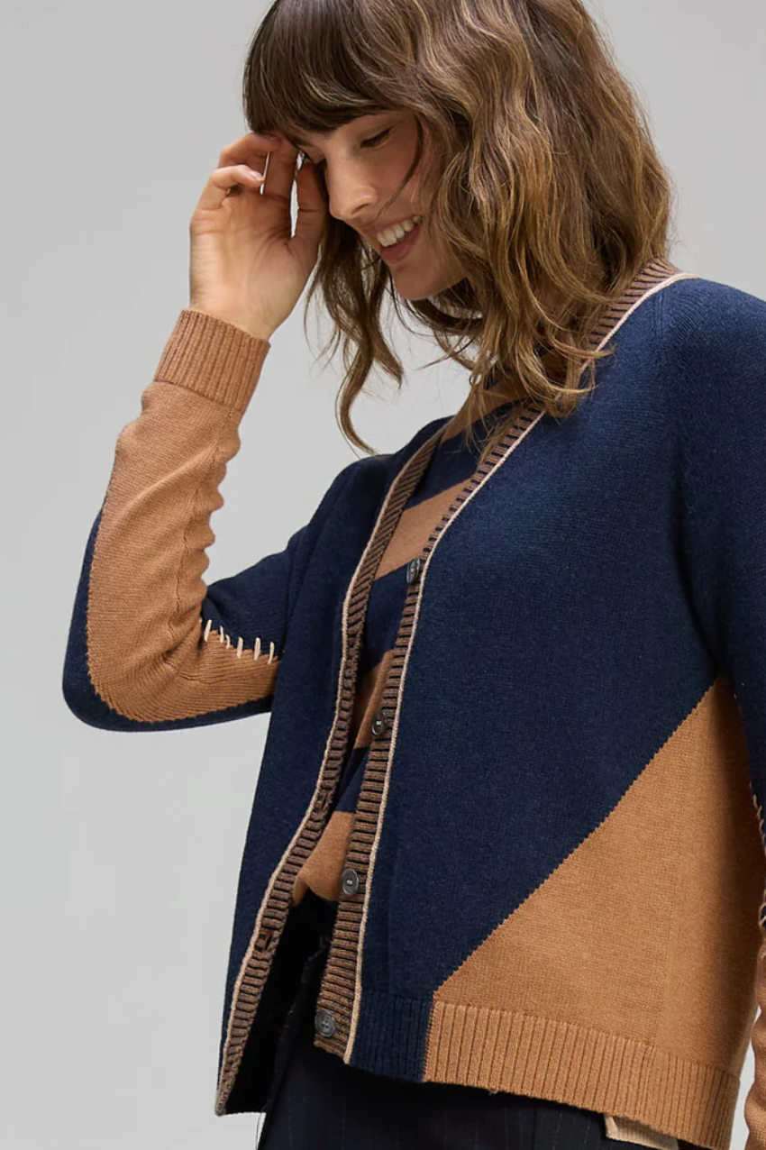 Dual Stitch Cardi - Cinnamon