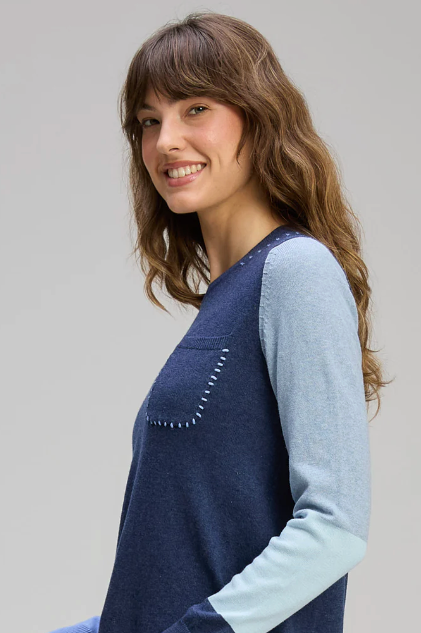 Pocket Detail Jumper - Denim