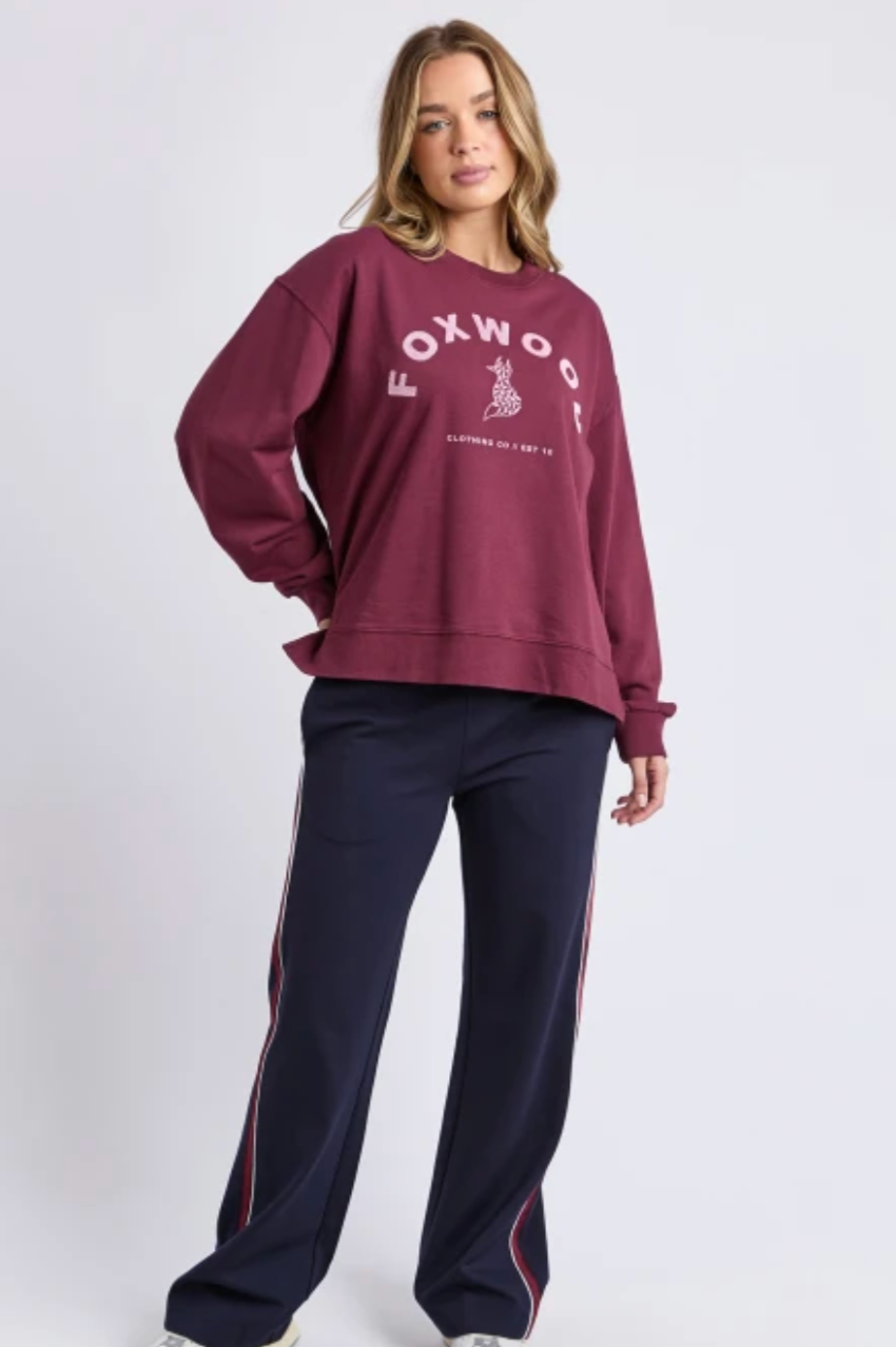 Foxwood Effortless Contrast Crew - Wine