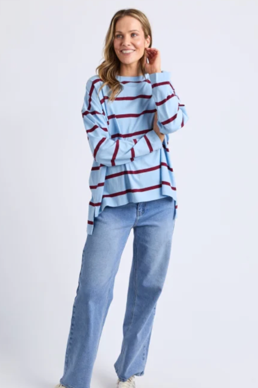 Elm Callie Stripe L/S Tee - Blue/Plum