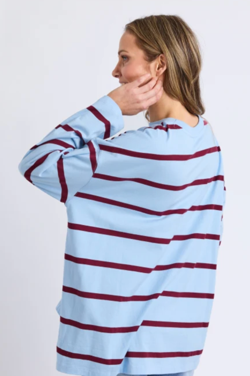 Elm Callie Stripe L/S Tee - Blue/Plum