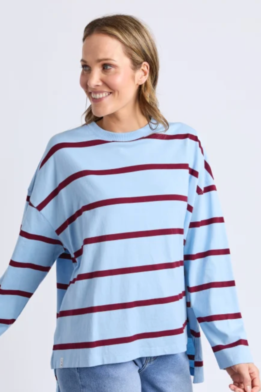 Elm Callie Stripe L/S Tee - Blue/Plum