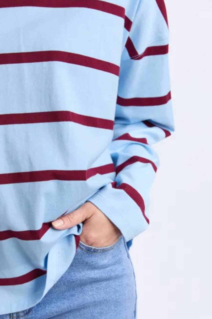 Elm Callie Stripe L/S Tee - Blue/Plum