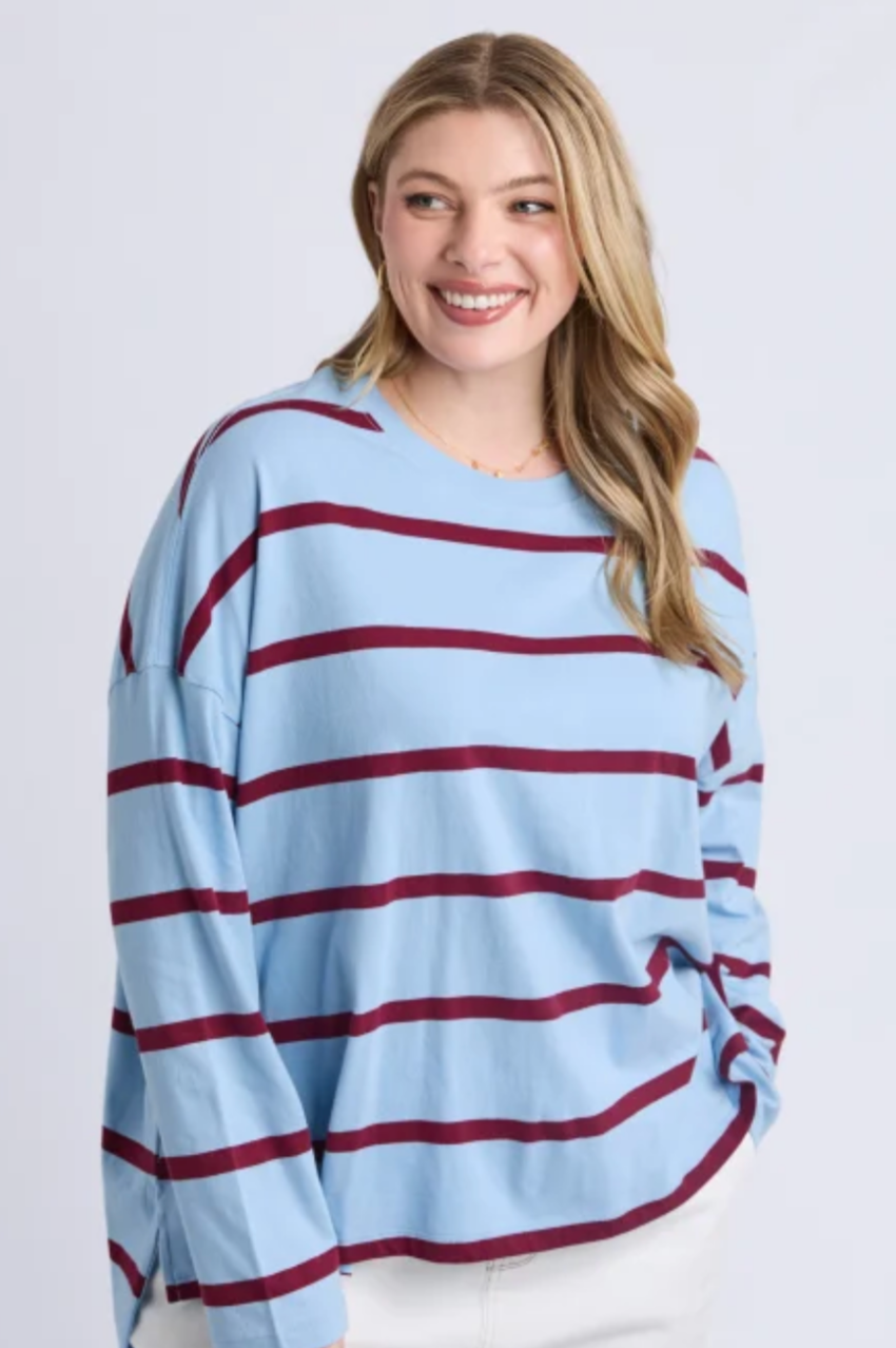 Elm Callie Stripe L/S Tee - Blue/Plum