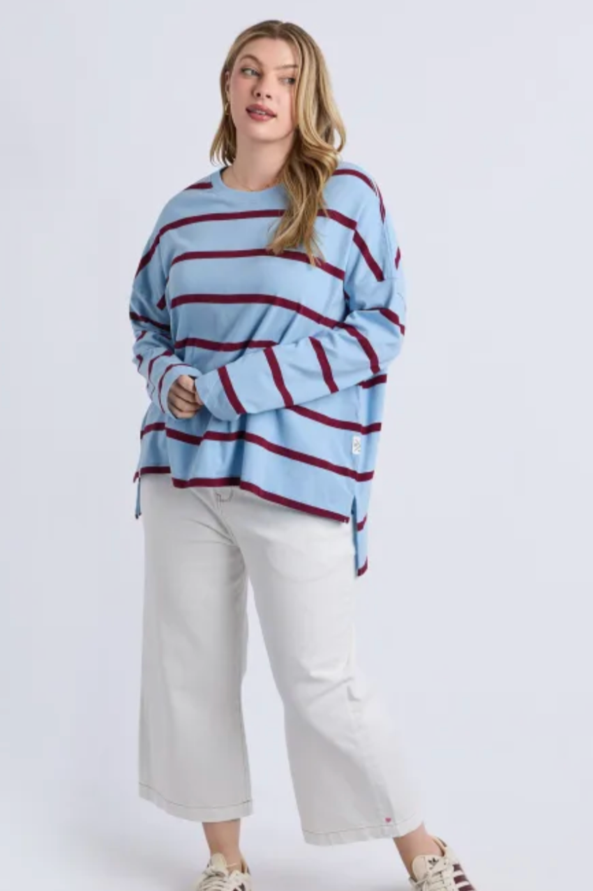 Elm Callie Stripe L/S Tee - Blue/Plum