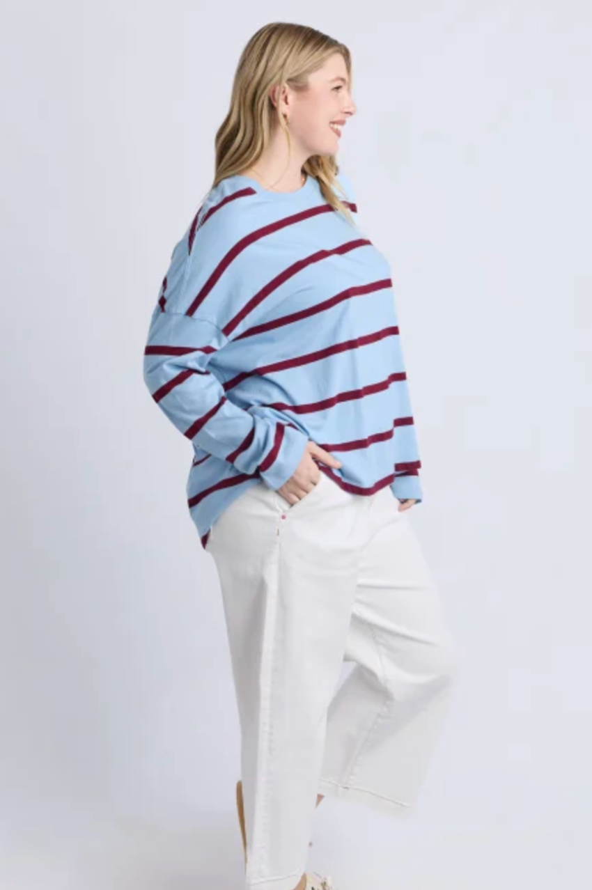 Elm Callie Stripe L/S Tee - Blue/Plum