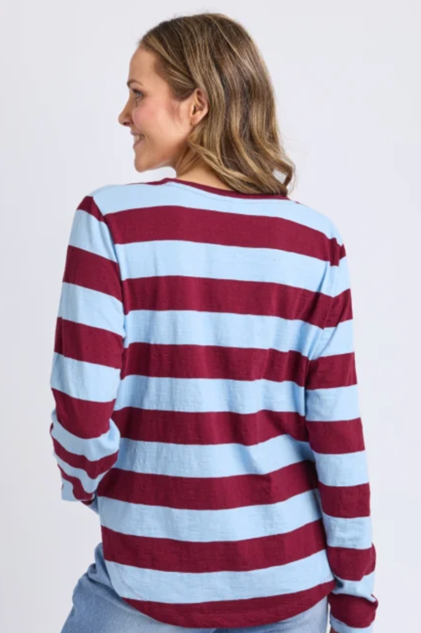 Elm Spritz Stripe L/S Tee - Plum/Lt Blue