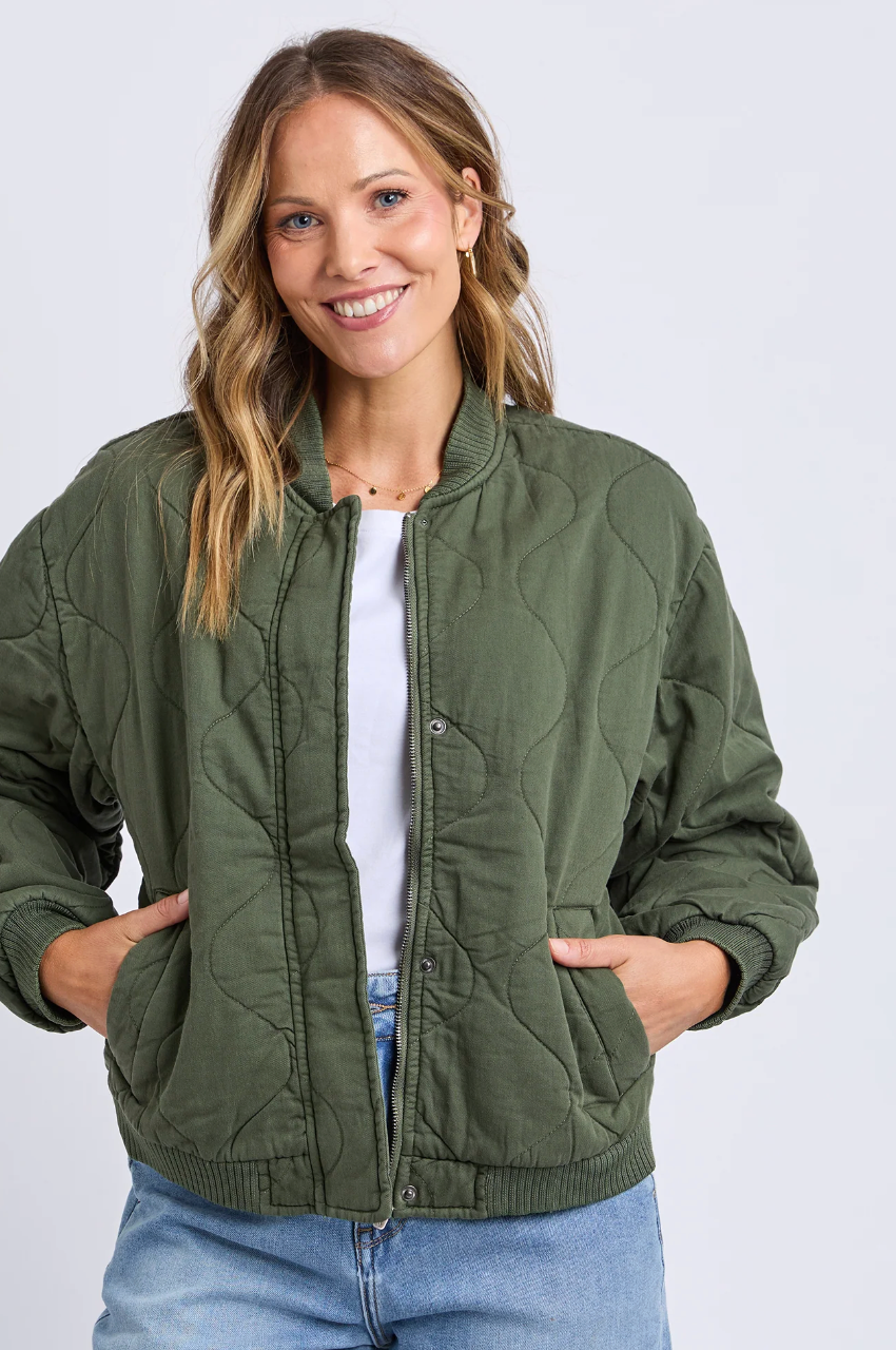 Elm Jean Bomber Jacket - Clover