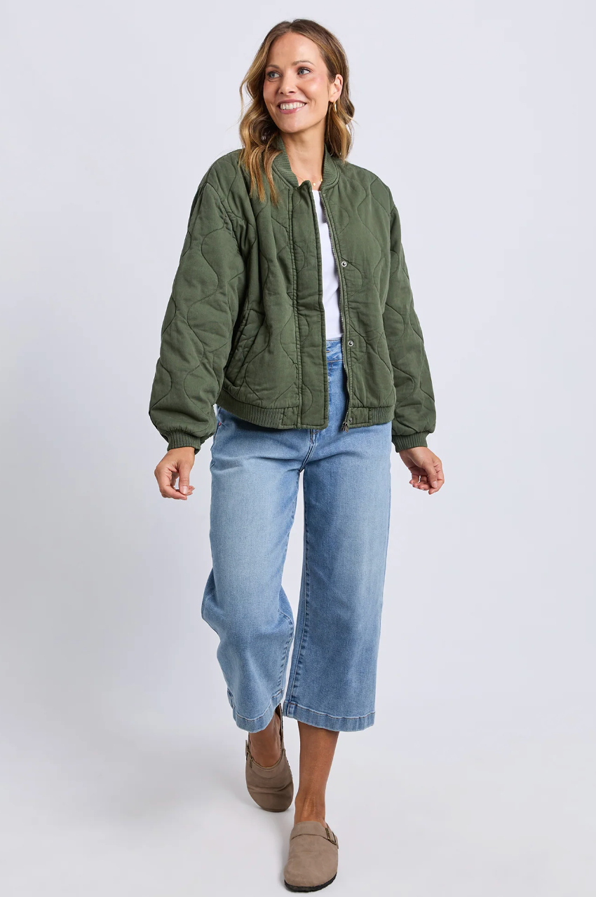 Elm Jean Bomber Jacket - Clover
