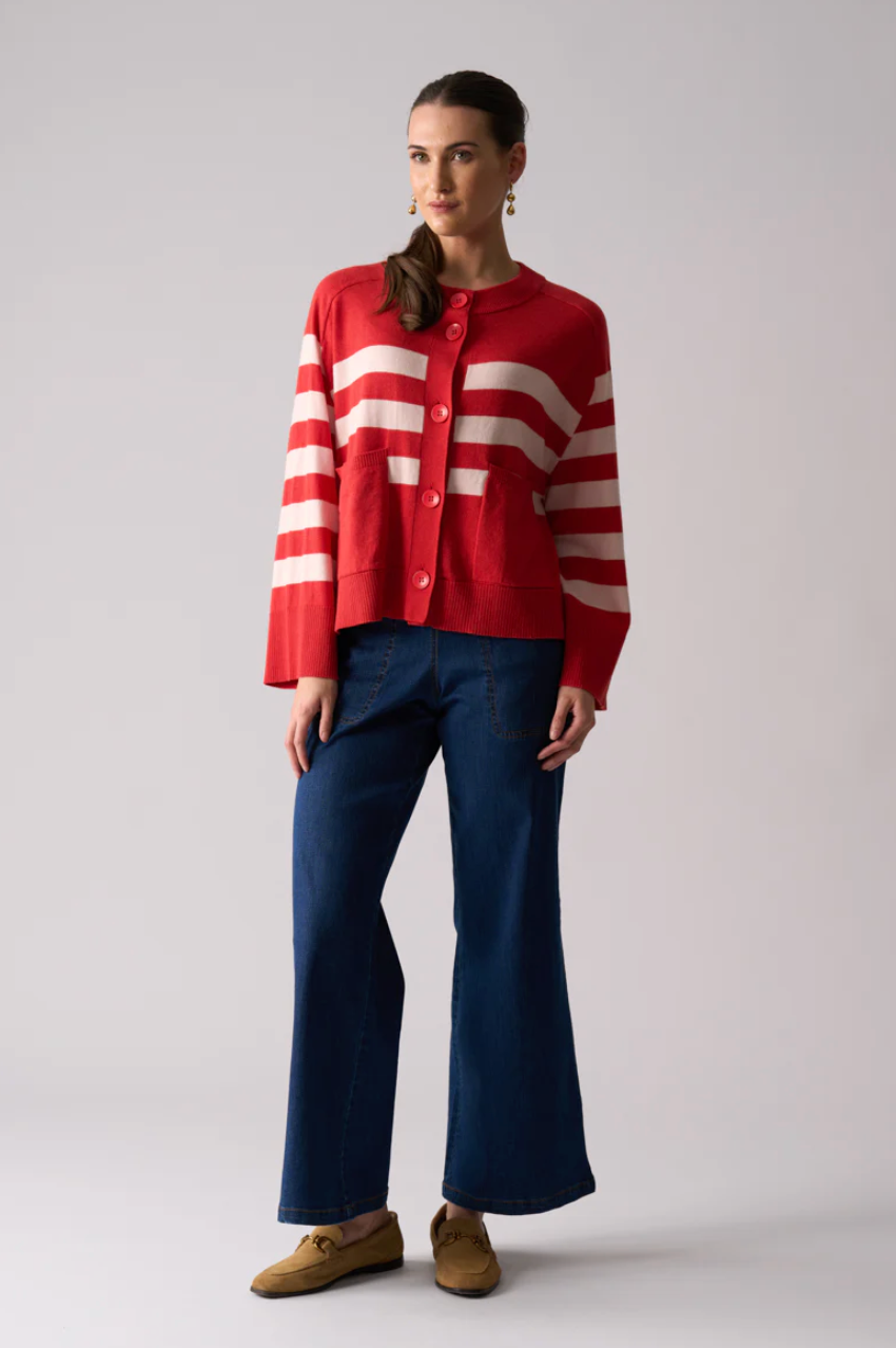 Hold The Line Cardi - Flame Stripe