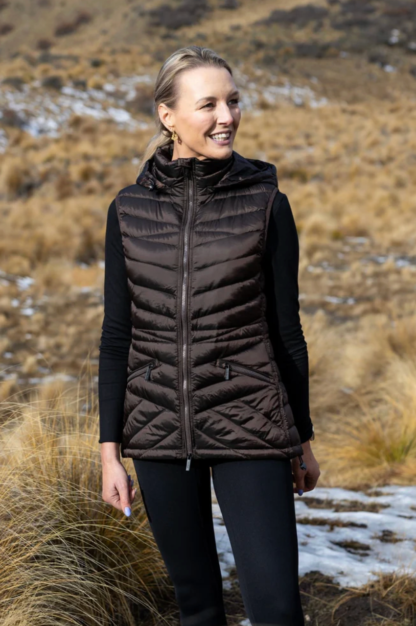 Moke Mary Claire Puffer Vest - Chocolate